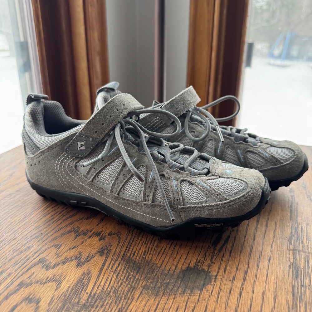 Specialized Tahoe MTB Cycling Shoe Women US 7.5 Gray Clipless Lace Up Bike Trail